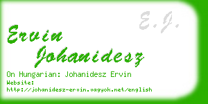 ervin johanidesz business card